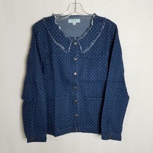NEW Denim Polka Dot Womens Stretch Jean Jacket NWT
